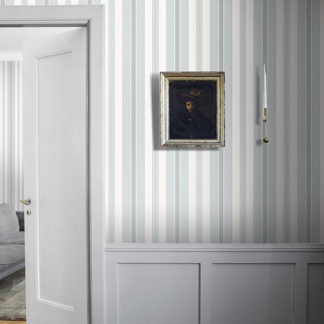 Classic style and modern-day elegance collide in sky-and-silver Stockholm Stripe, a versatile wallpaper that works...
