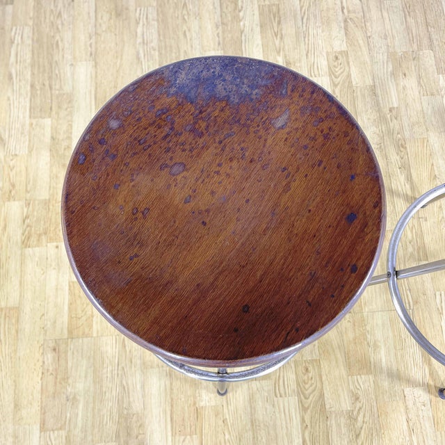 Industrial Stools in Tubular Steel and Plywood Seat, 1960s, Set of 2 For Sale - Image 6 of 9