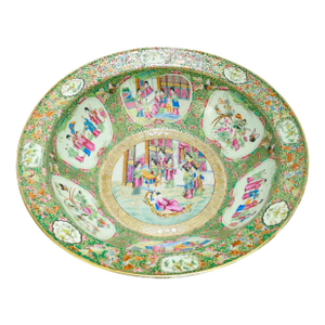 Very Large Antique Chinese Qing Period Rose Medallion Bowl or Basin
