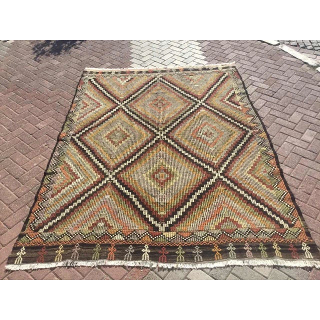 Vintage Rustic Turkish Kilim Rug - 80" X 104" For Sale - Image 11 of 11