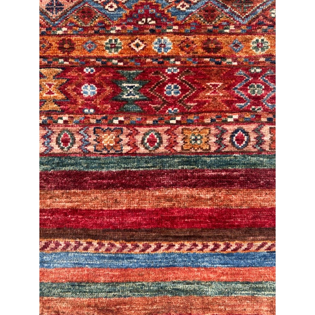 Textile Small Vintage Tribal Kilim Rug – Handwoven Wool, 2.8x3.9 Ft, Red & Multicolor For Sale - Image 7 of 18