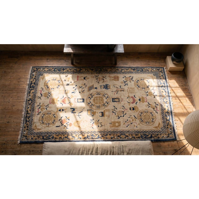 Brown Antique Chinese, Ningxia Rug For Sale - Image 8 of 8