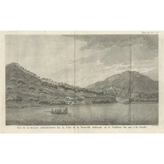 Duret, View of Australia: Endeavour River, New Holland, 1773, Print For Sale