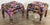 Vintage pair of ample sized parsons stools in vibrant abstract Memphis-inspired Postmodern fabric. Piped pillow top and...