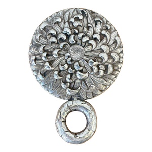 Vintage Meiji Period Sterling Silver Flower Hand Mirror