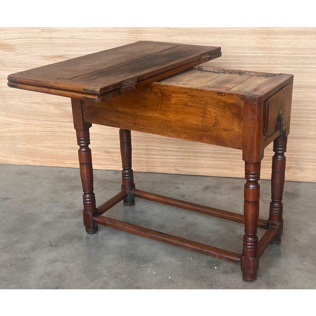 Summer Side Folding Oak Table with Square Top, 1940s For Sale - Image 12 of 18