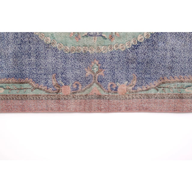Distressed Blue Turkish Oushak Rug 6'4" X 9' 12" For Sale - Image 9 of 13