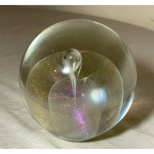 Up for sale is a gorgeous hand blown R.W. Stephen art glass paperweight done in 1980. This piece is blown out of solid...