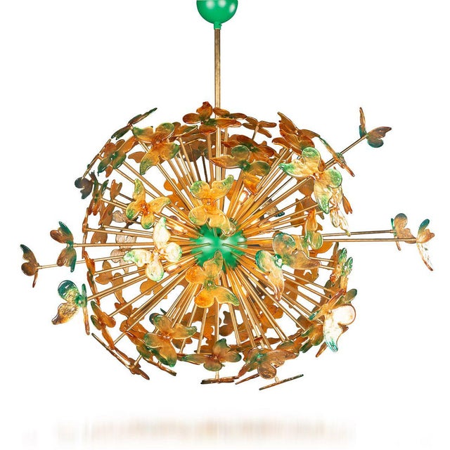 Large Vintage Handmade Venetian Glass Butterfly Sputnik Chandelier For Sale - Image 9 of 9