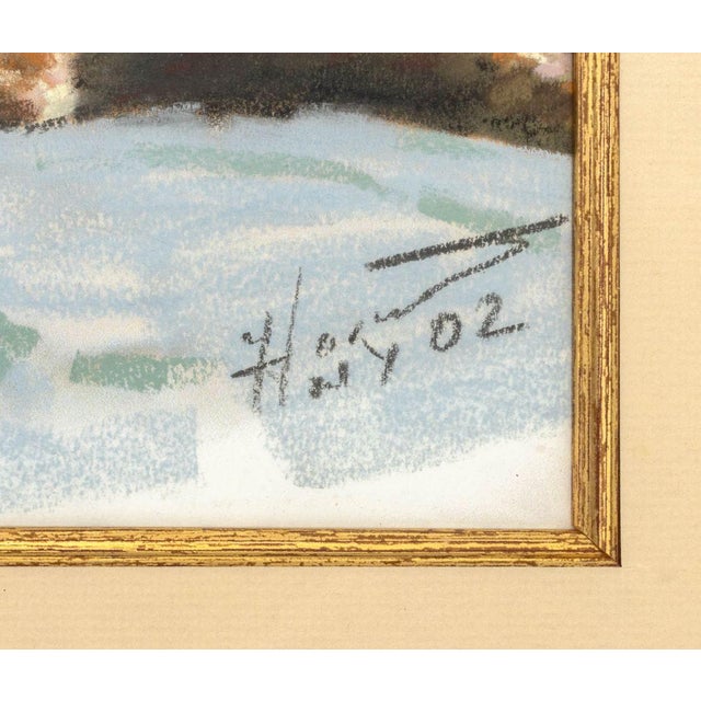 Contemporary Illegibly Signed Portrait of a Cat Chalk Pastel For Sale - Image 3 of 5