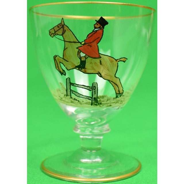 Traditional Mid 20th Century Set X 4 Fox-Hunt Sherry Glasses Hand-Painted by Frank Vosmansky For Sale - Image 3 of 6