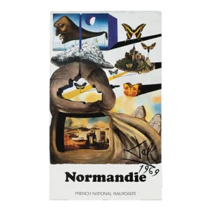 1969 Salvador Dali Normandy French Railroads Small Poster