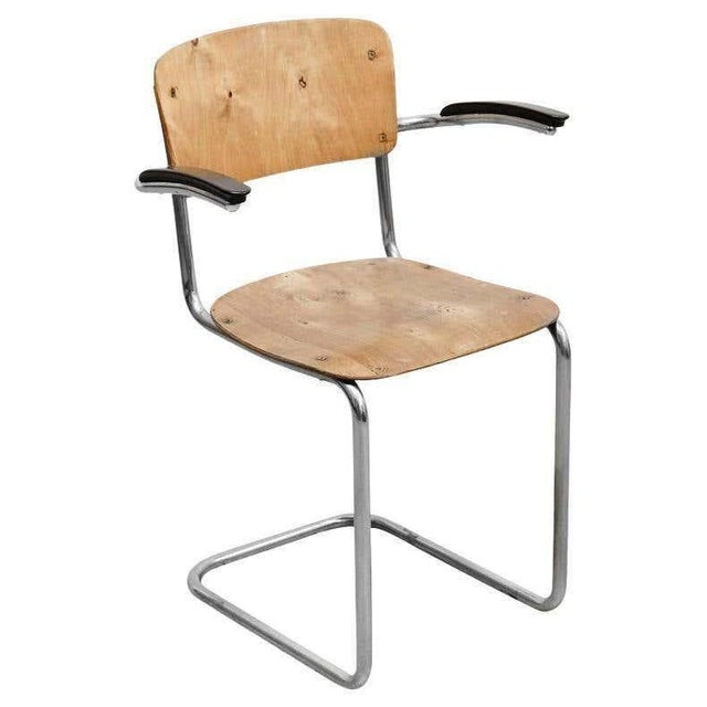 Bauhaus Rationalist Tubular Chair in Wood and Metal, 1930 For Sale - Image 9 of 10