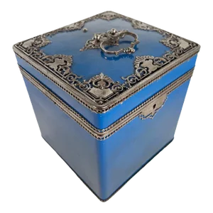 Late 19th Century French Blue Enamel Napkin Box