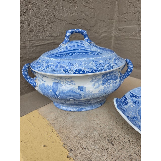 Blue and White Spode Tureen With Under Plate For Sale - Image 11 of 13