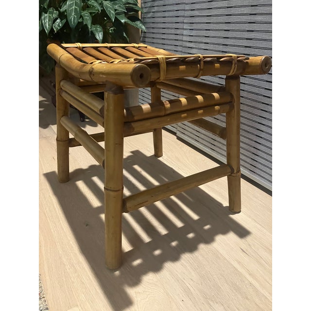 1950s Pair of Japanese Take-Zaiku Bamboo "Curule" Benches For Sale - Image 6 of 10