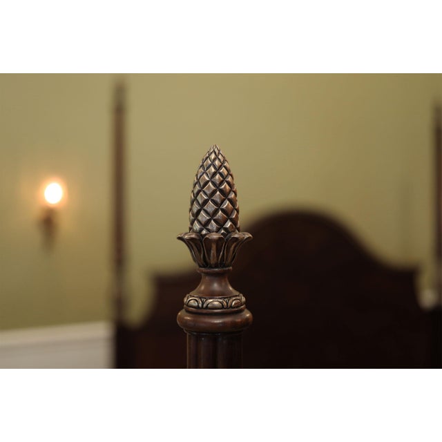 Four-Poster King Bed, Mahogany King-Size Pineapple Poster Bed With Adjustable Box Spring Height by AntiquePurveyor For Sale - Image 11 of 18