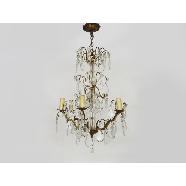 Vintage 8-Light Chandelier with Glass Pendants. 1960s For Sale - Image 3 of 9