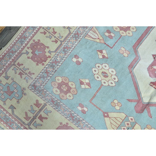 1960s Baby Blue Overdyed Area Hand Knotted Area Rug For Sale - Image 5 of 11