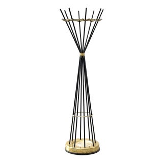 Italian Rotating Umbrella Stand with Brass Elements, Italy, 1950s For Sale