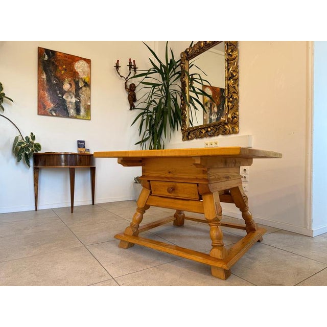 Rustic Farmhouse Table in Natural Pine and Beech, G2406 For Sale - Image 3 of 13