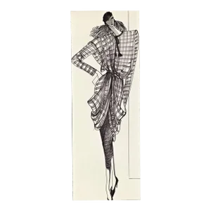1980s French Fashion Drawing, Matted