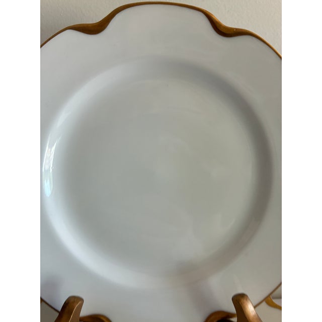 White Vintage Haviland & Co. Limoges Gold Scalloped Rim Salad Plates, Set of 10, France For Sale - Image 8 of 13