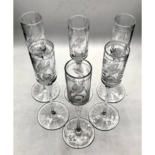 Moser Glassworks Mid 19th Century Antique Blown and Hand Cut Butterfly Cordial Glasses - Set of 6 For Sale - Image 4 of 9