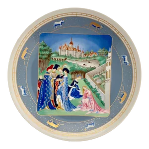 Limited Edition 1983 Hand Painted Gilt Limoges Plate, Made for the Chantilly Conde Museum in France - Artist Signed