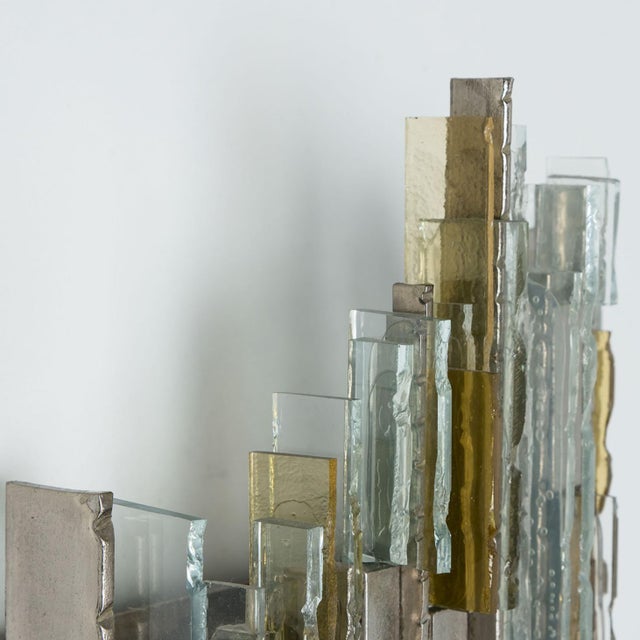 Sculpted Glass Silver Yellow Wall Light from Poliarte, Italy, 1970s For Sale - Image 12 of 13