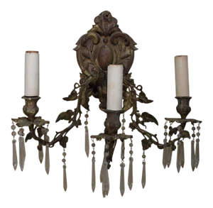 Ornate Bronze Rococo Wall Sconce, Set of 2