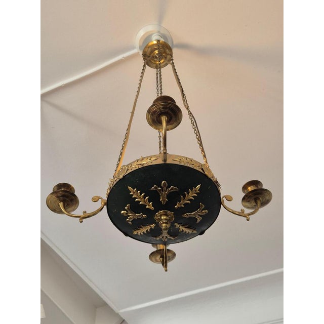 Pendant Light in Brass with Two Light Sockets, 1890s For Sale - Image 6 of 14