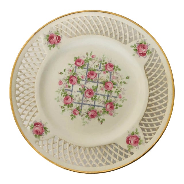 Antique Max Roesler Germany Reticulated Basket Weave Plate For Sale