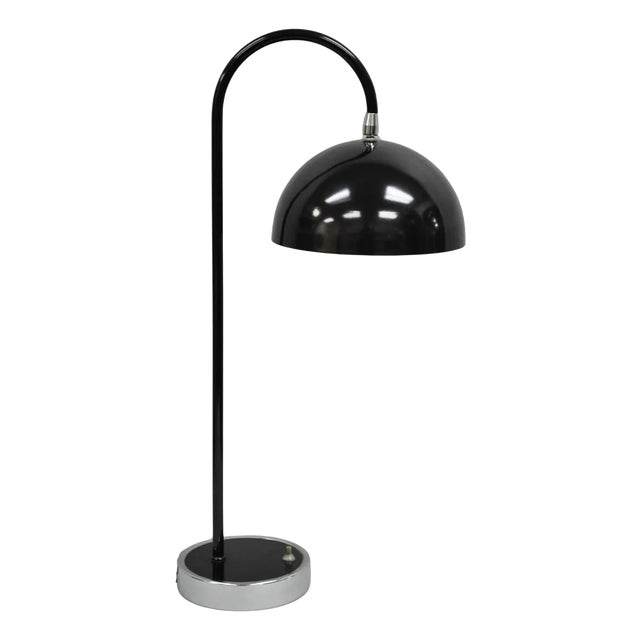 Vintage Mid Century Modern Black Arc Chrome Metal Table Desk Lamp For Sale