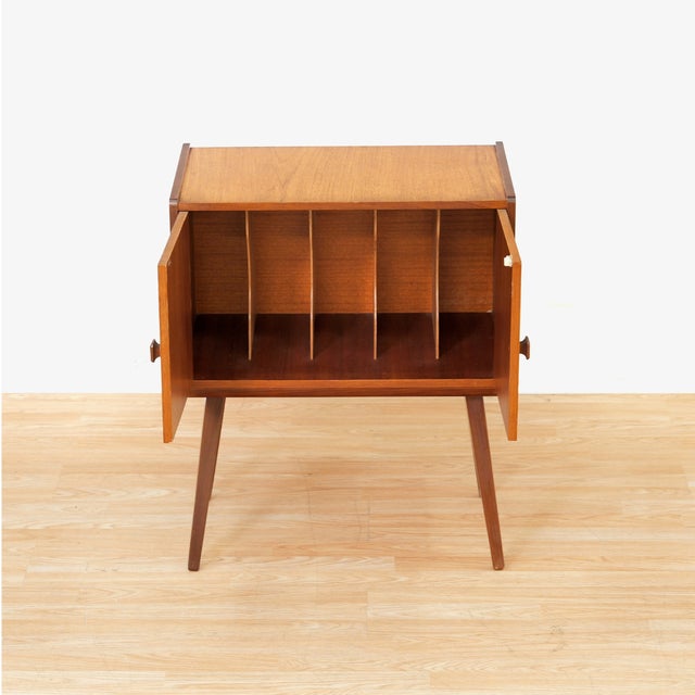 1960s Mid Century Record Storage Cabinet in Teak For Sale - Image 5 of 10