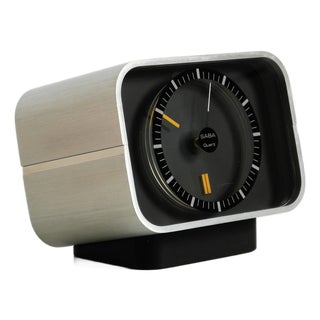 Table Clock with Aluminum Housing from SABA, 1975 For Sale