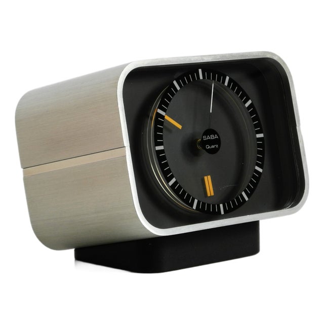 Table Clock with Aluminum Housing from SABA, 1975 For Sale