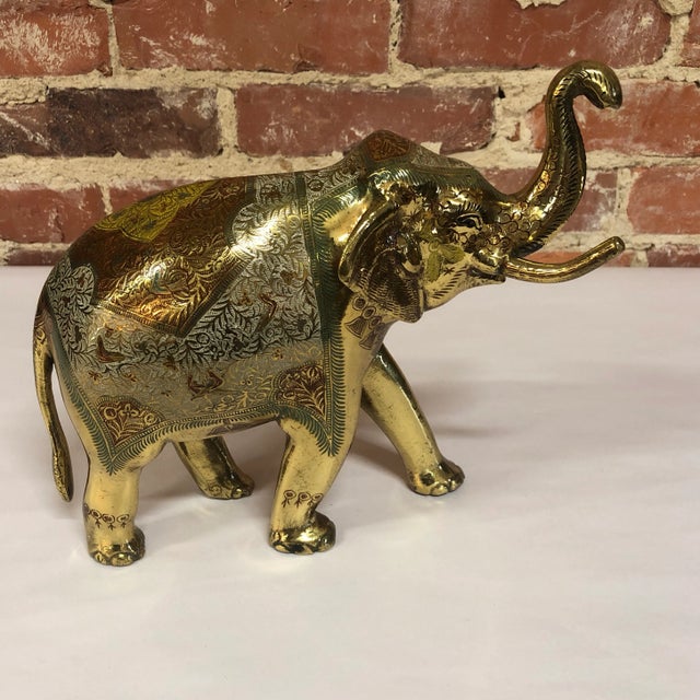 Boho Chic Vintage Brass Elephant Figurine For Sale - Image 3 of 9