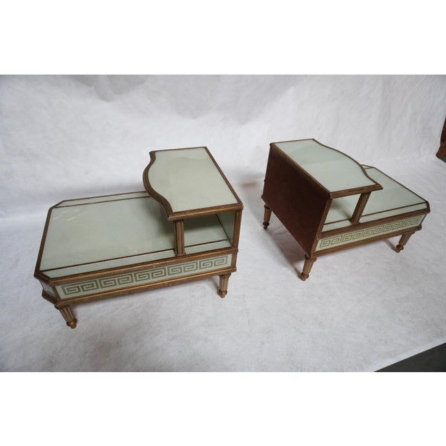 Mid 20th Century A Pair of Reverse-Painted and Opalescent Nightstands For Sale - Image 4 of 18