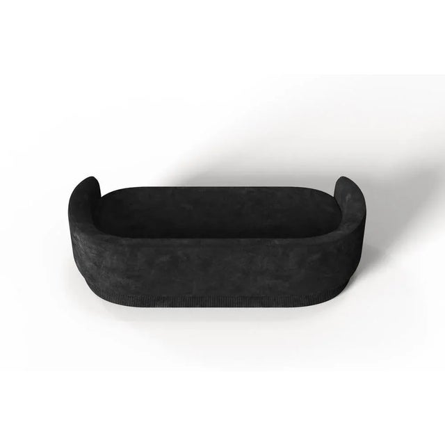 Contemporary Modern Gentle Sofa in Black Velvet and Bronze Metal by Javier Gomez For Sale - Image 3 of 5