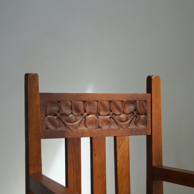 Brown Dutch Art Nouveau / Arts & Crafts Armchair with Salamanders and Cloves by Jacobus de Graaff, 1905 For Sale - Image 8 of 18