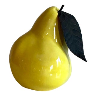 Vintage Boho Glazed Ceramic Monumental Pear For Sale