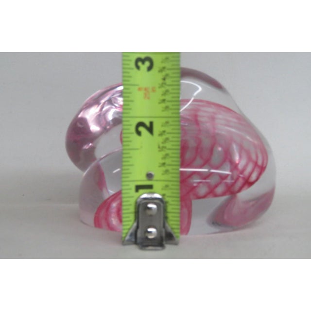 Glass Large Mid Century Style Art Glass Paperweight Pink Swirl Clear Overlay 5193b For Sale - Image 7 of 13