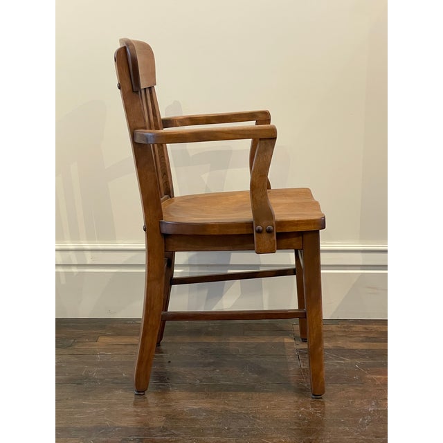 Vintage Wooden Office Arm Chair For Sale - Image 4 of 6