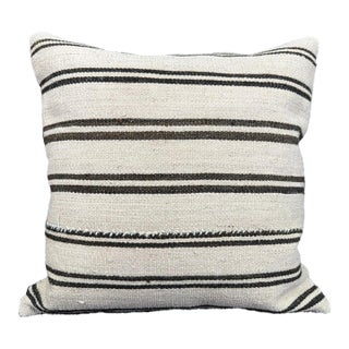 Turkish Hemp Pillow Cushion Natural Beige Black Cushion Cover 20"x20" For Sale