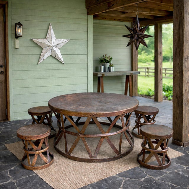 Farmhouse Vintage White Metal Farmhouse Barn Star Wall Object For Sale - Image 3 of 3
