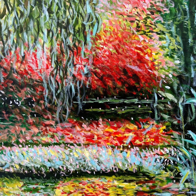 Contemporary "Autumn in Giverny" Framed Contemporary Expressionist Style Landscape Acrylic Painting For Sale - Image 3 of 12