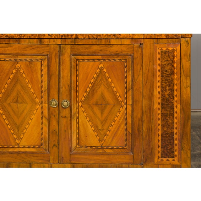 Brown French 19th Century Walnut Buffet with Burled Drawers and Inlaid Doors For Sale - Image 8 of 12