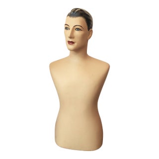 Mid 20th Century Art Deco Plaster Bust, Painted Mannequin For Sale