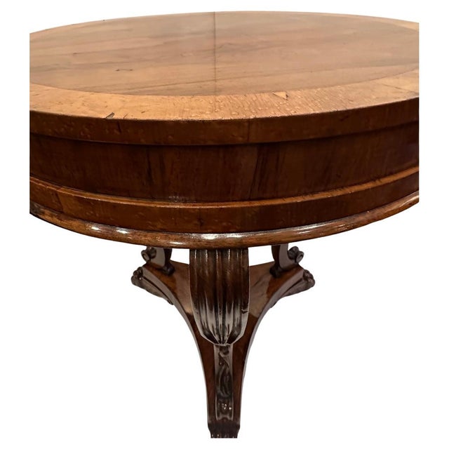 Continental Walnut and Pecan Veneer Top Round Table 1920's For Sale In Los Angeles - Image 6 of 6